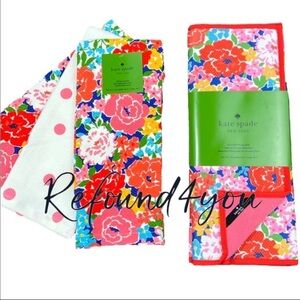Kate Spade - ‘Pink/Red Flowers bundle’ dish towels(3) & drying mats(2) NWT Firm!